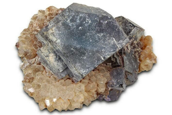 Blue/Purple Cubic Fluorite Crystals on Quartz - New Mexico #326160